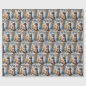 Papier Cadeau Setter Irlandais De Noël En Neige (Plat)