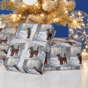 Papier Cadeau Setter Irlandais En Bois D'Hiver