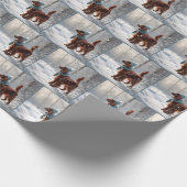 Papier Cadeau Setter Irlandais En Bois D'Hiver (Coin)