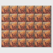 Papier Cadeau Setter rouge irlandais à l'automne Feuilles automn (Plat)