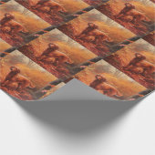 Papier Cadeau Setter rouge irlandais à l'automne Feuilles automn (Coin)