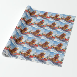 Papier Cadeau Setter Rouge Irlandais en Luge Laissez Tomber la N