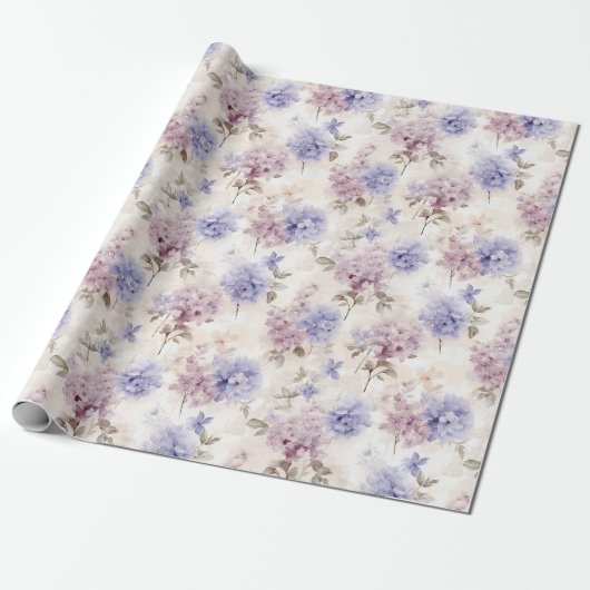 Papier Cadeau Shabby Chic Hydrangea Plaisir Floral (Déroulé)