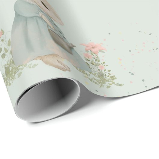 Papier Cadeau Shabby Chic Spring Rabbit Papier Enveloppant (Coin rond)