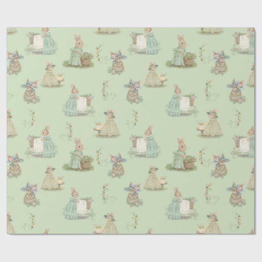 Papier Cadeau Shabby Chic Spring Rabbit Papier Enveloppant (Plat)