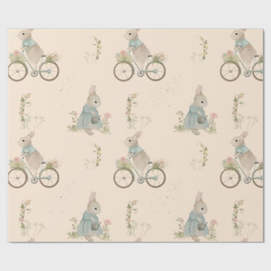 Papier Cadeau Shabby Chic Spring Rabbit Papier Enveloppant (Plat)