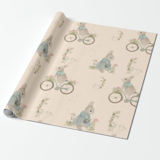 Papier Cadeau Shabby Chic Spring Rabbit Papier Enveloppant (Déroulé)