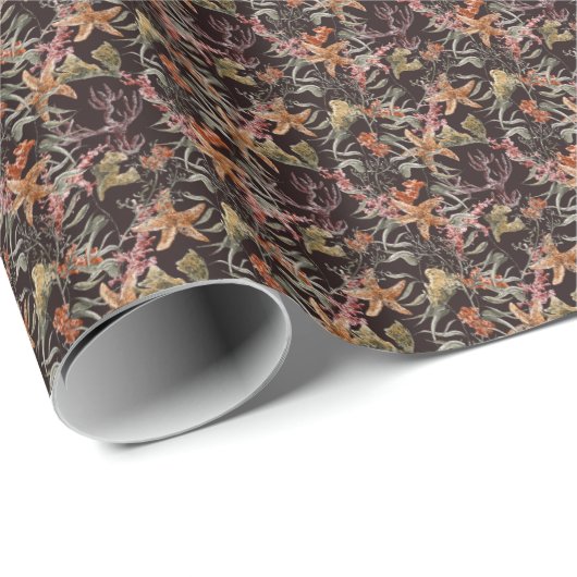 Papier Cadeau Shabby Sea Life Pattern (Coin rond)