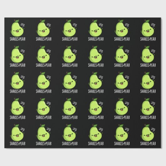 Papier Cadeau Shakes pear Funny Pear Fruit Pun Dark BG (Plat)