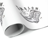 Papier Cadeau Shalom Y'all Cowboy juif Hanoukka Ouest (Coin rond)