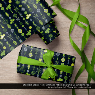 Papier Cadeau Shamrock Clover Floral Minimaliste Motif