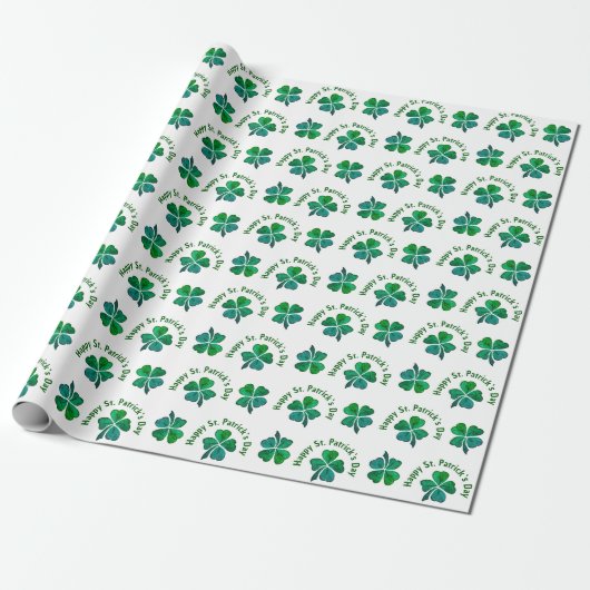 Papier Cadeau Shamrock Clover Green St Patrick`s Day (Déroulé)
