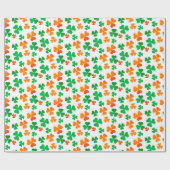 Papier Cadeau Shamrock Clover Vert Blanc Orange Irlande Drapeau (Plat)