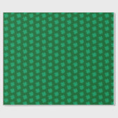 Papier Cadeau Shamrock de la Saint Patrick Motif Vert Feuille (Plat)
