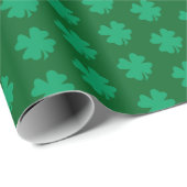 Papier Cadeau Shamrock de la Saint Patrick Motif Vert Feuille (Coin rond)