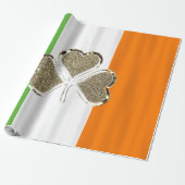 Papier Cadeau Shamrock d'or Clover Irish Flag Irlande Chic (Déroulé)