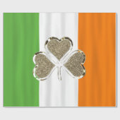 Papier Cadeau Shamrock d'or Clover Irish Flag Irlande Chic (Plat)