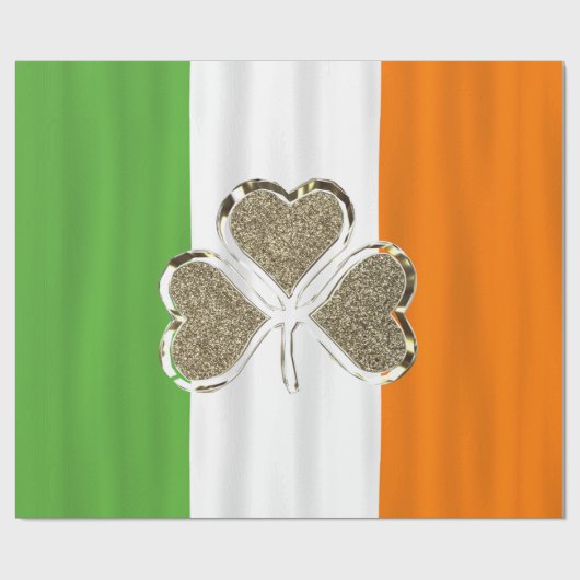 Papier Cadeau Shamrock d'or Clover Irish Flag Irlande Chic (Plat)