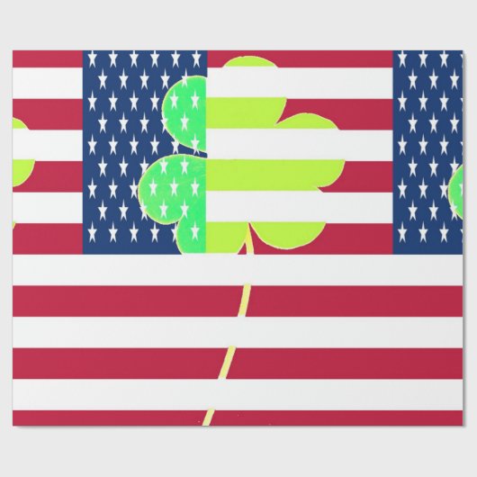 Papier Cadeau Shamrock du drapeau irlandais américain Clover St. (Plat)