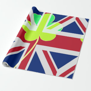 Papier Cadeau Shamrock du drapeau irlandais britannique Clover S