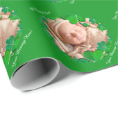 Papier Cadeau Shamrock Green Frame * Photo Wrapping Paper (Coin rond)