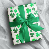 Papier Cadeau Shamrock Jour de la Saint Patrick Vert Blanc Retr