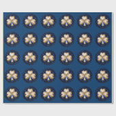 Papier Cadeau Shamrock Or Sur Papier Bleu (Plat)