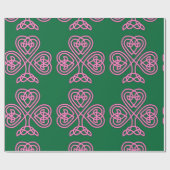 Papier Cadeau Shamrock rose sur papier Arrière - plan vert (Plat)