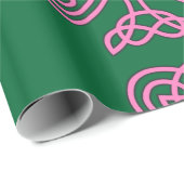 Papier Cadeau Shamrock rose sur papier Arrière - plan vert (Coin rond)