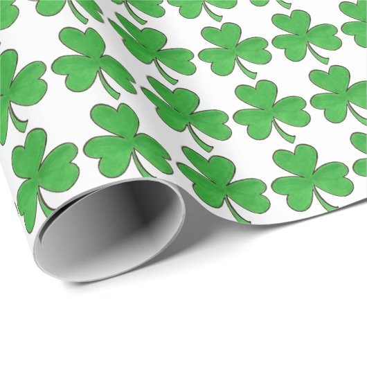Papier Cadeau Shamrock vert Clover Lucky St. Patrick's Day Luck (Coin rond)