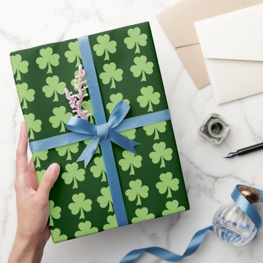 Papier Cadeau Shamrock vert Clover Pois motif (Cadeaux)