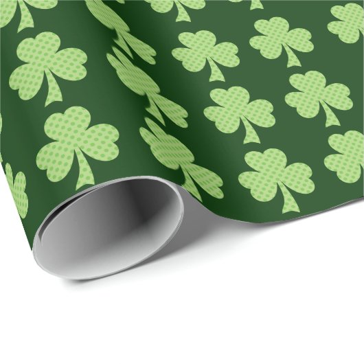 Papier Cadeau Shamrock vert Clover Pois motif (Coin rond)
