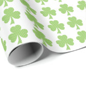 Papier Cadeau Shamrock vert Clover Pois motif blanc (Coin rond)