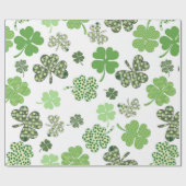 Papier Cadeau Shamrock vert Clover St. Patrick's Day (Plat)