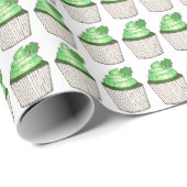 Papier Cadeau Shamrock vert Cupcake St. Patrick's Day (Coin rond)