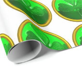 Papier Cadeau SHAMROCK VERT JEWEL Saint Patrick's Day, Blanc (Coin rond)