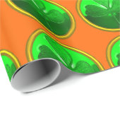 Papier Cadeau SHAMROCK VERT JEWEL Saint Patrick's Day Orange (Coin rond)