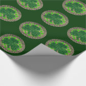 Papier Cadeau Shamrock Vert Sur Papier D'Enveloppement De Noeuds (Coin)
