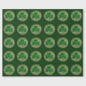 Papier Cadeau Shamrock Vert Sur Papier D'Enveloppement De Noeuds (Plat)