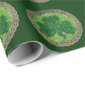 Papier Cadeau Shamrock Vert Sur Papier D'Enveloppement De Noeuds (Coin rond)