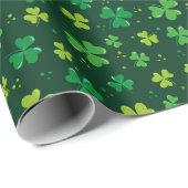 Papier Cadeau Shamrocks de la Saint Patrick (Coin rond)
