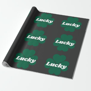 Papier Cadeau Shamrocks de St. Patty caboton vert