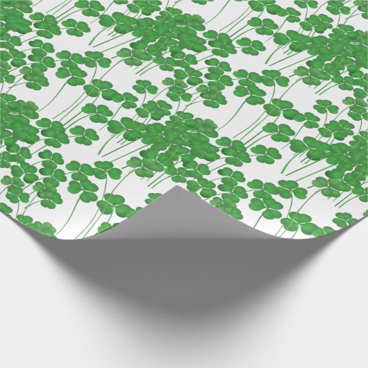 Papier Cadeau Shamrocks irlandais en blanc (Coin)