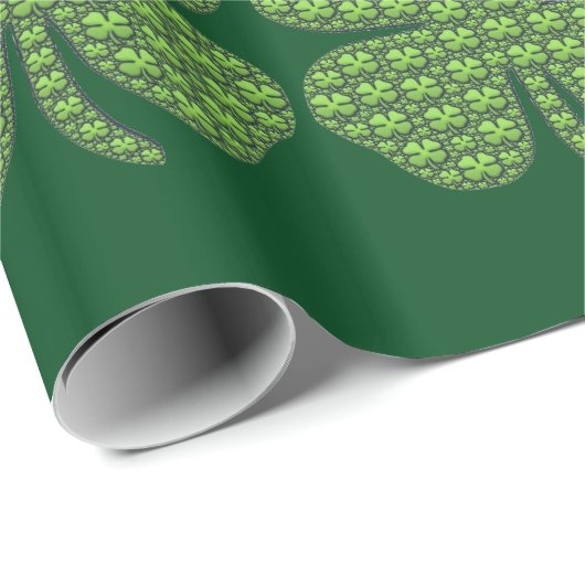 Papier Cadeau Shamrocks sur un shamrock (Coin rond)