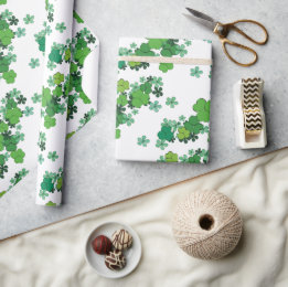 Papier Cadeau Shamrocks verts et marguerites Toutes les occasion