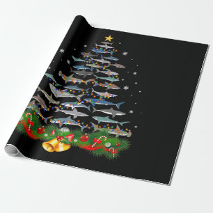 Papier Cadeau Shark Christmas Tree Shark Amateurs Cadeaux Hommes