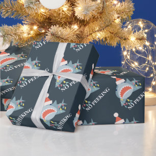 Papier Cadeau Shark Père Noël No Peeking Marine Noël Holiday