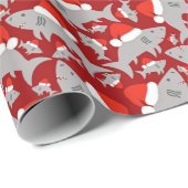 Papier Cadeau Shark Santa Hat Festive Rouge Noël Design (Coin rond)