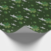 Papier Cadeau Shark St. Patrick's Day Shamrock Vert (Coin)