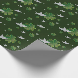 Papier Cadeau Shark St. Patrick's Day Shamrock Vert